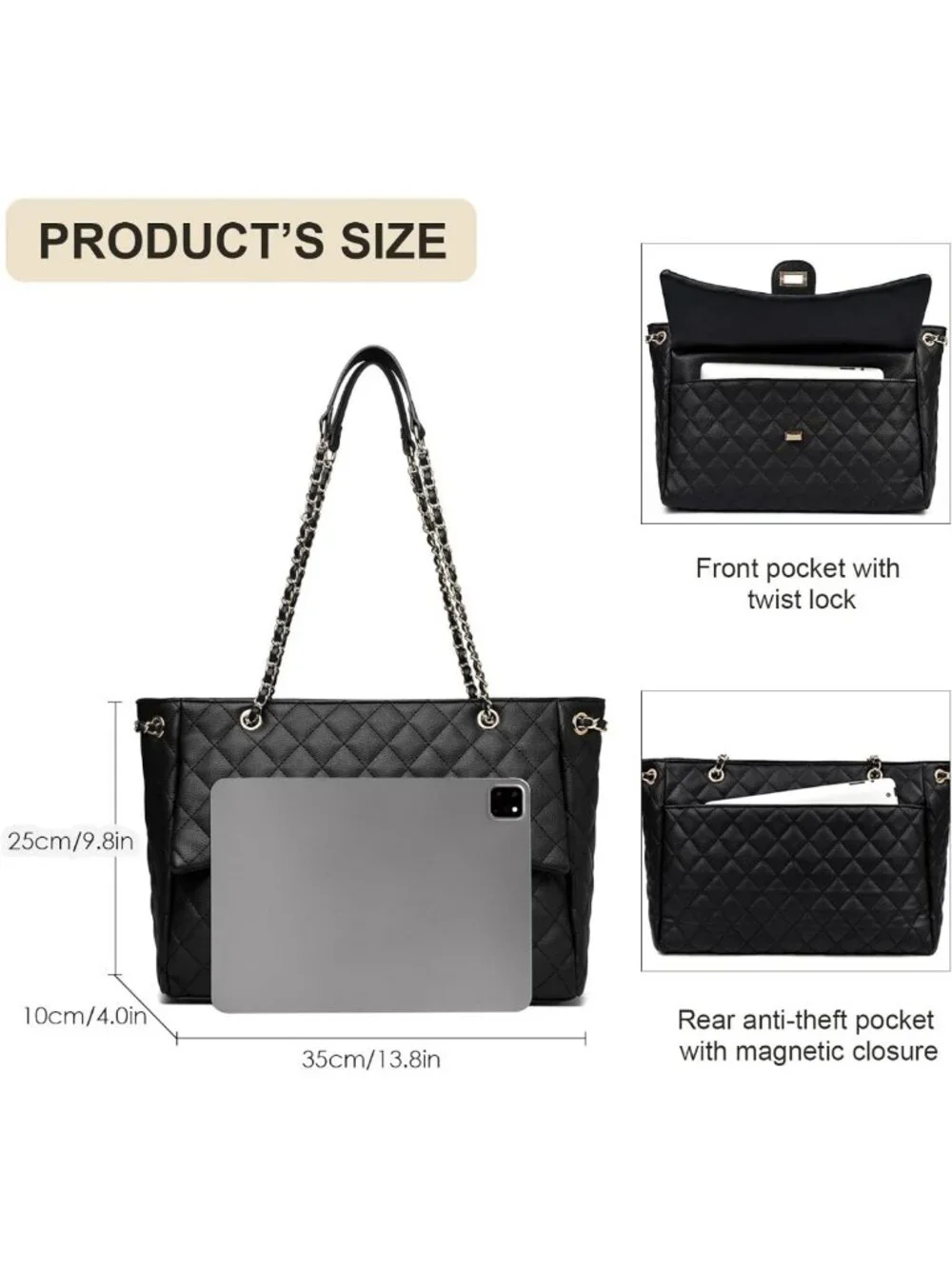 Chic Quilted Satchel Tote Bag for Women | Stylish Leather Crossbody Purse for